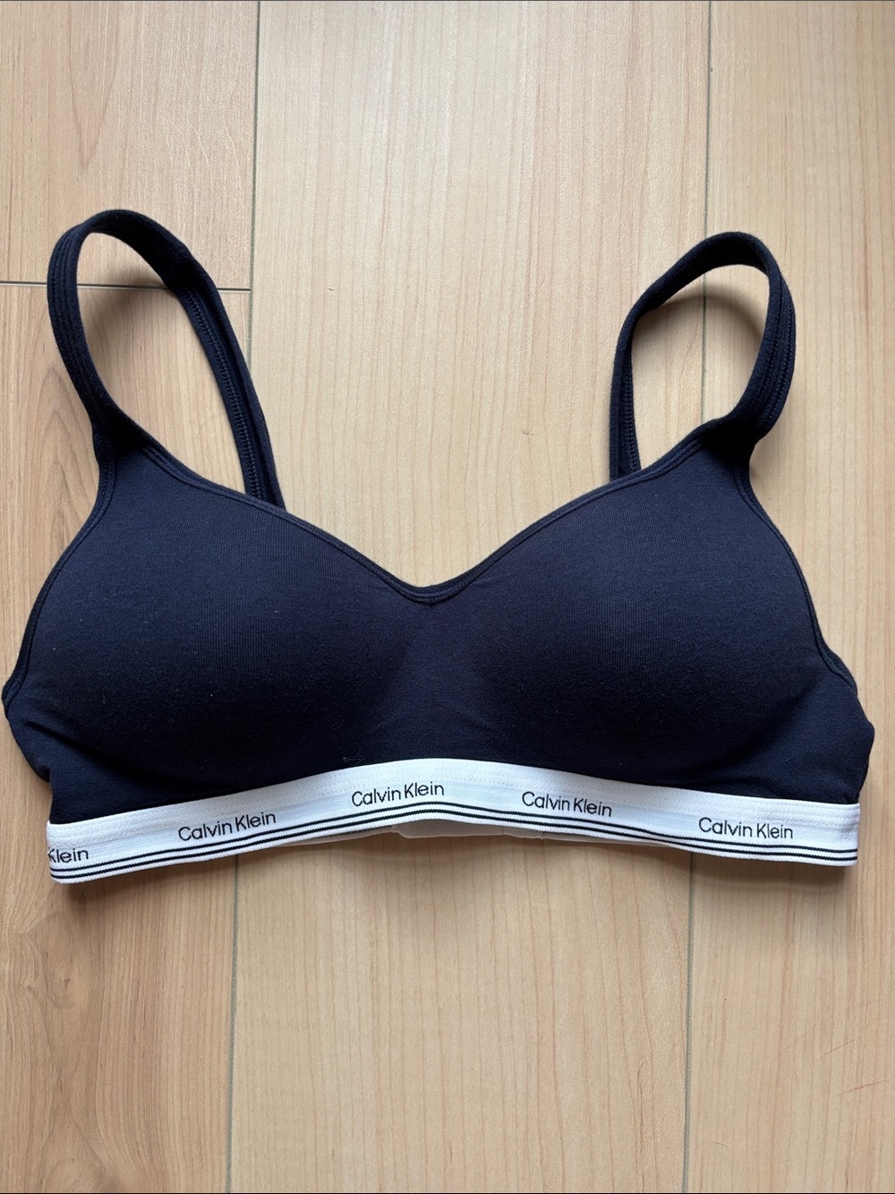 Calvin Klein Cotton Padded Logo Bra. Wire Free. Navy Blue. Size Medium